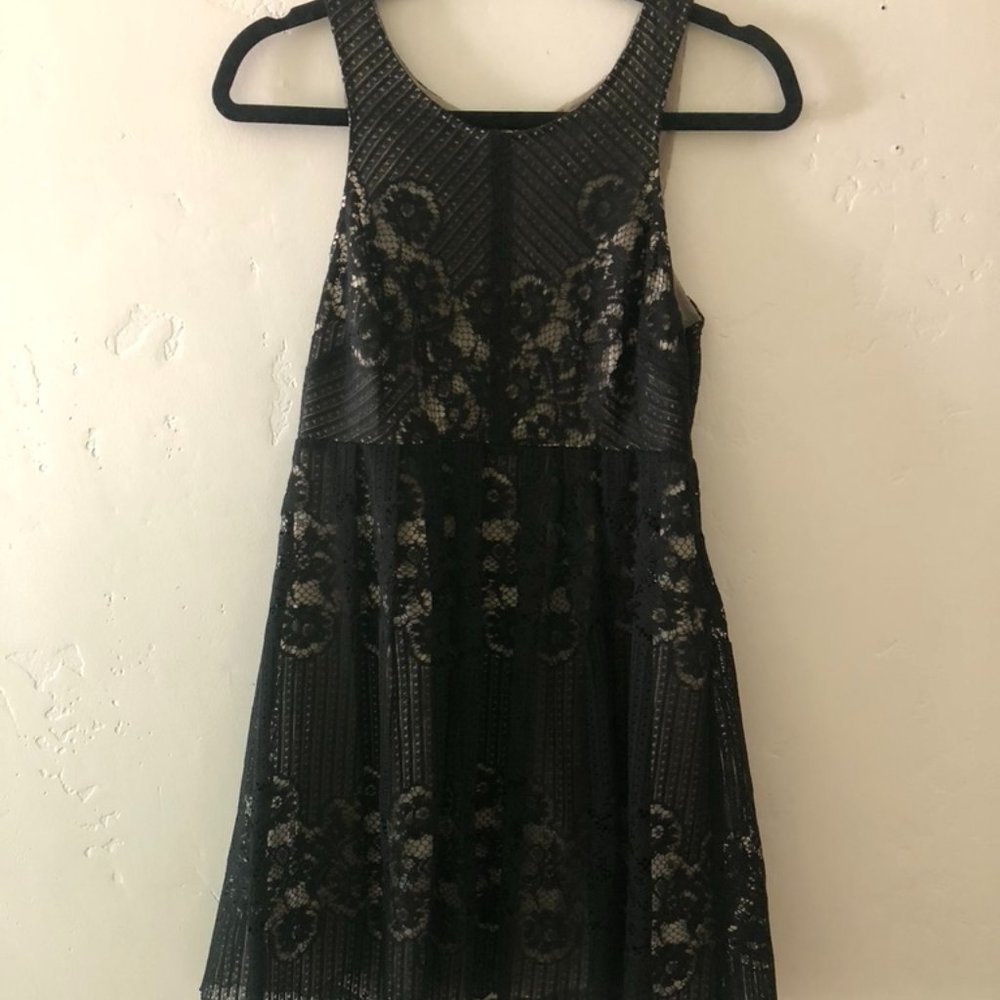 Black and tan lace mini dress! Free People!